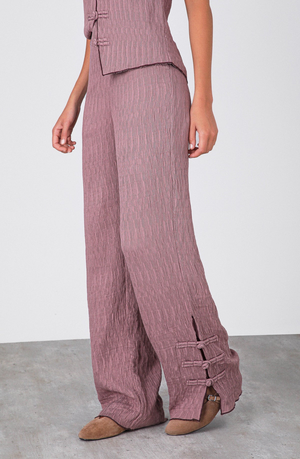 Rose Pants with a Side Button Opening