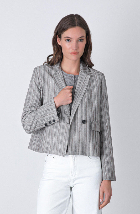 Cropped Gray Lurex Blazer