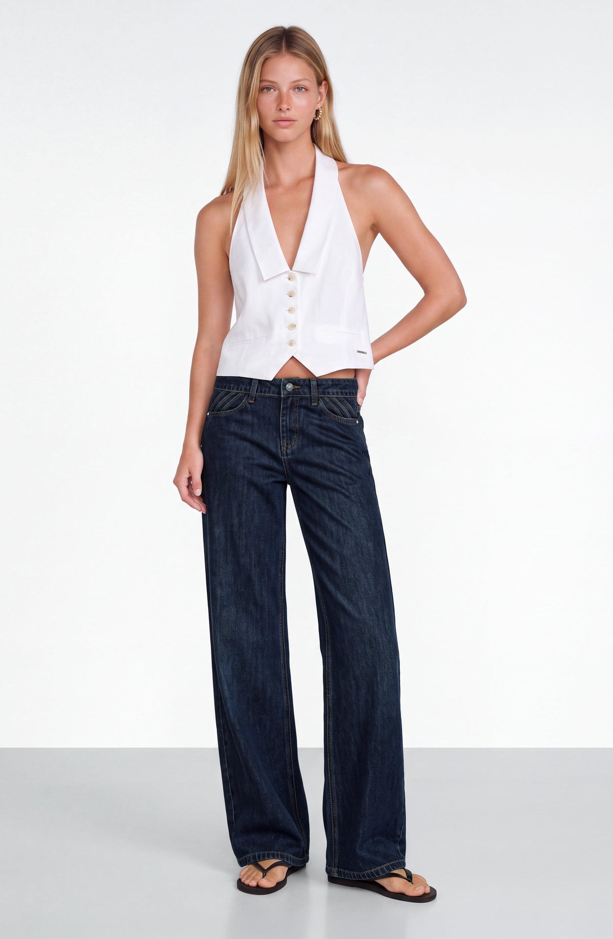 Indigo Pleated Denim Pants