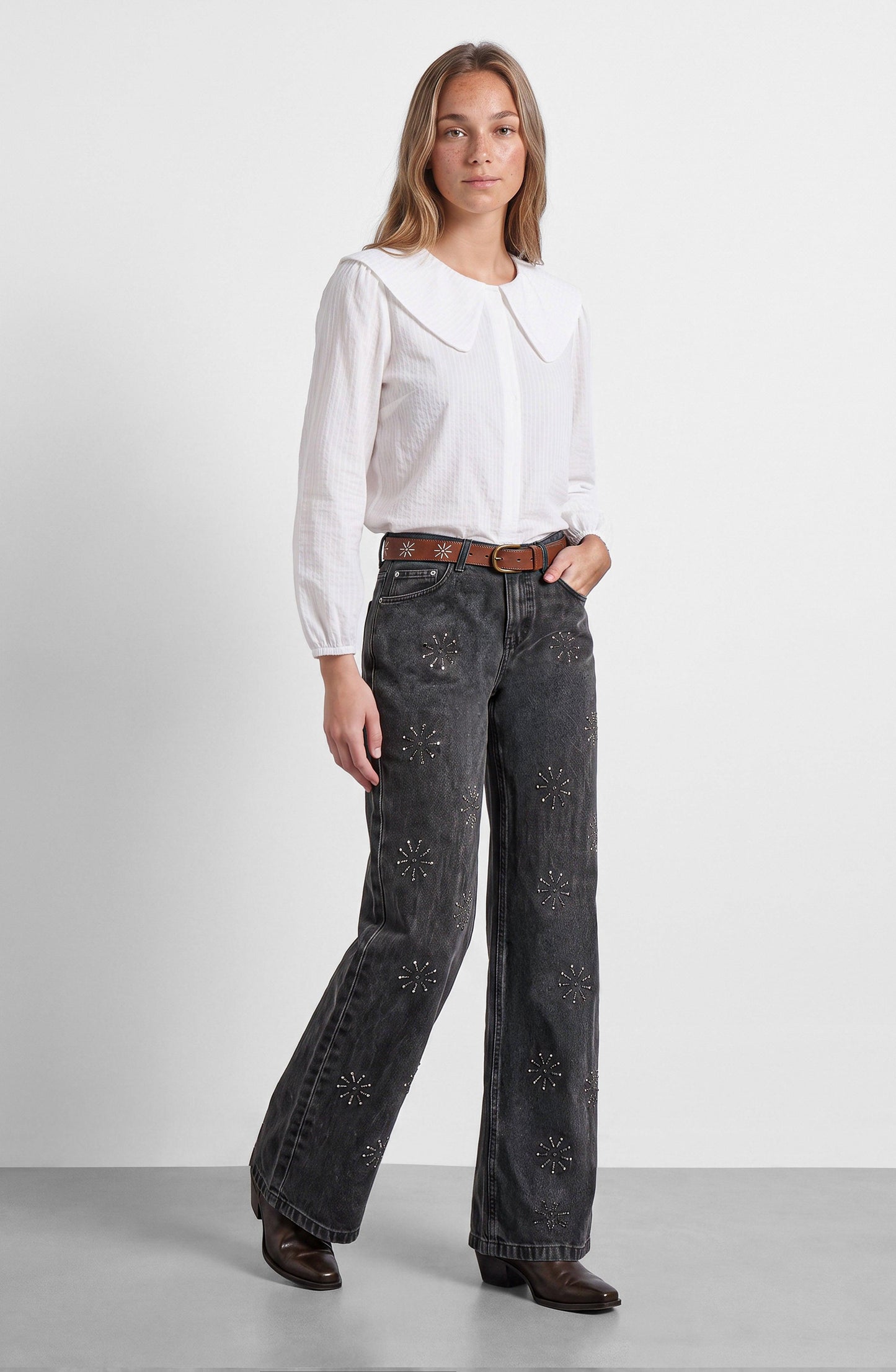 Grey Shimmer Floral Pants