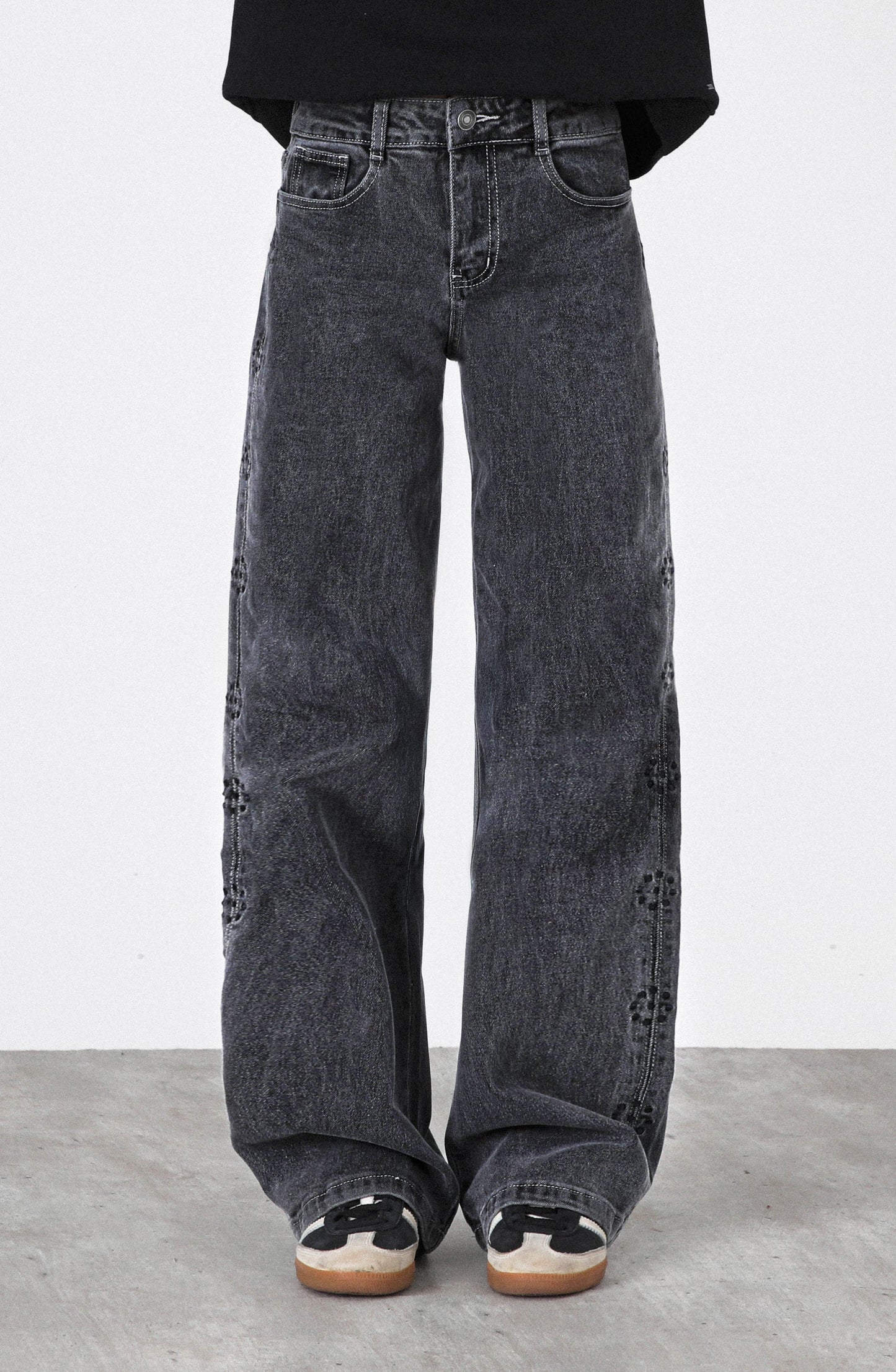 Pantalón Flor Bordada Grey
