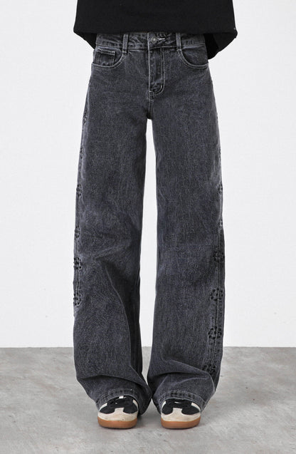 Pantalón Flor Bordada Grey