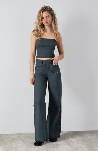 Pantalón Tachas Bolsillos Gray