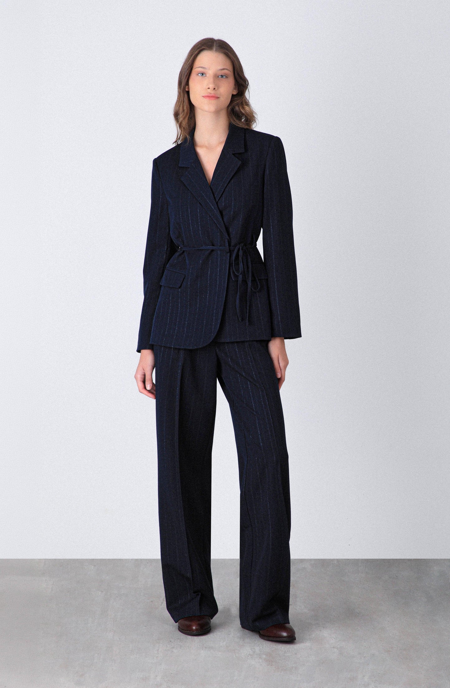 Navy Lurex Striped Blazer