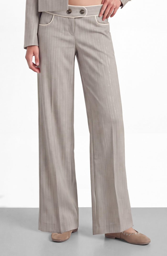 Beige Tailored Lurex Pants