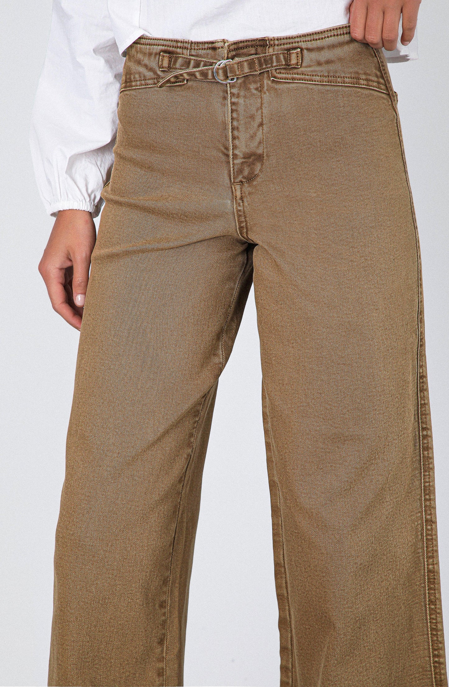 Brown Fitted Waistband Pants