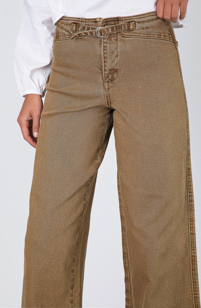 Brown Fitted Waistband Pants