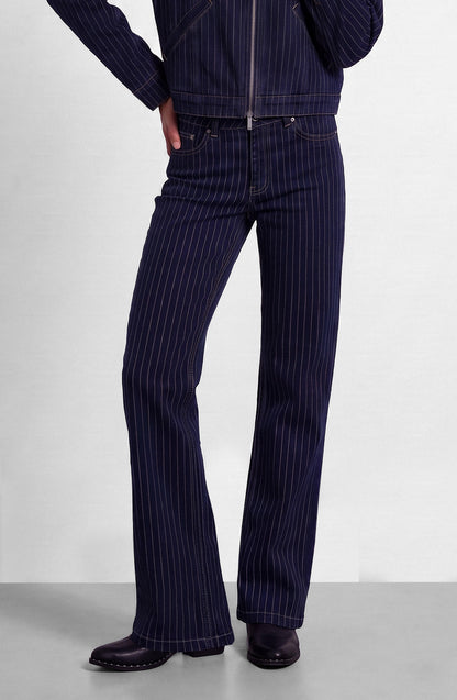 Indigo Striped Denim Pants