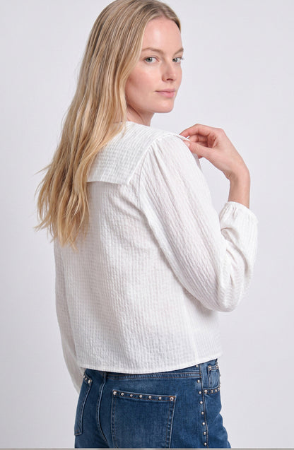 Vichy White Bobo Collar Blouse