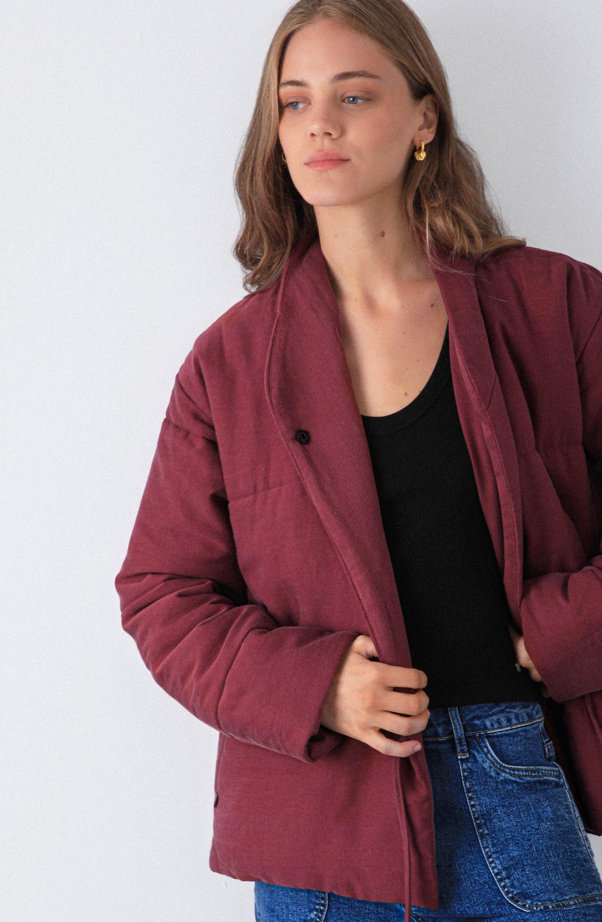 Burgundy Crisscross Tie Jacket
