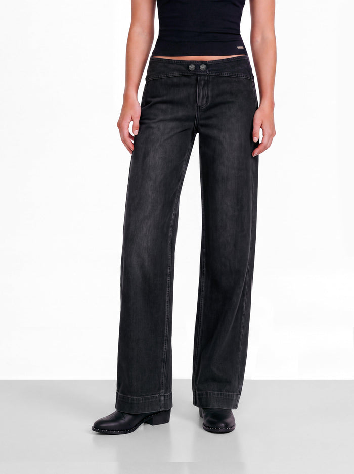 Gray Pants with a Two-Button Waistband