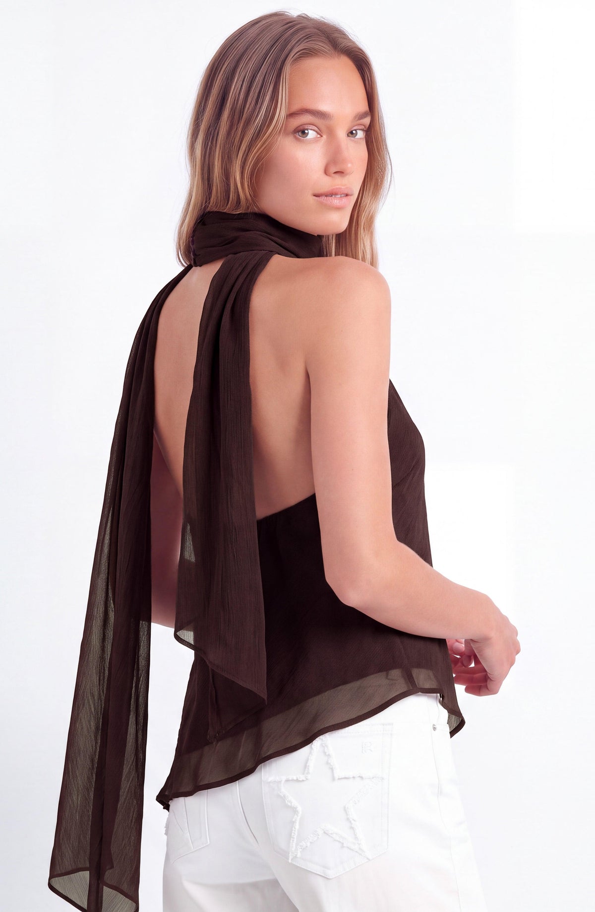Brown Asymmetrical Blouse