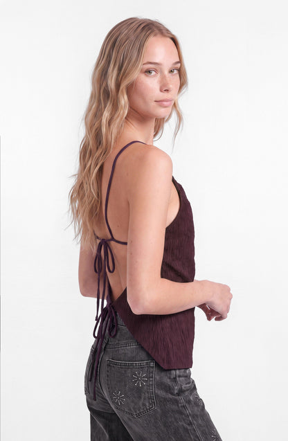 Top Drapeado Backless Burgundy