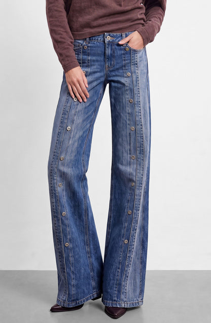 Pants Front Buttons Blue