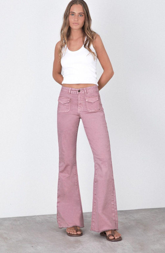 Pink Flare Pocket Pants