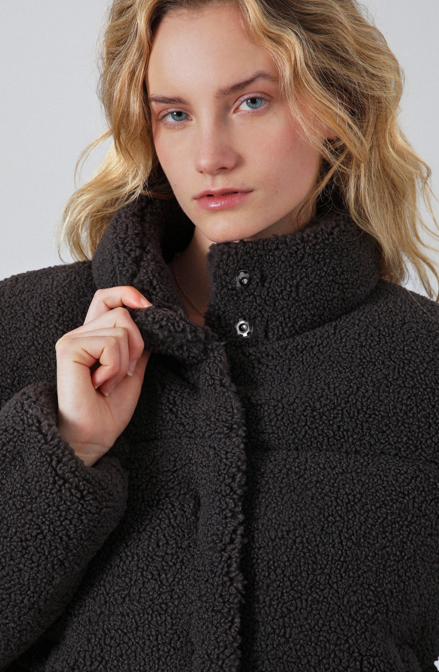 Gray Puffer Sherpa Fleece