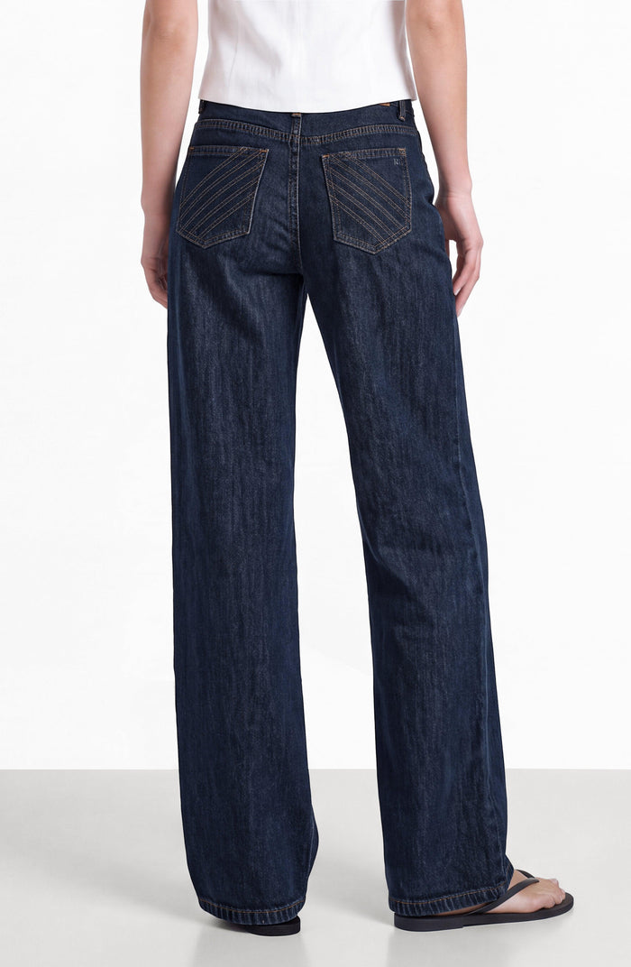 Indigo Pleated Denim Pants