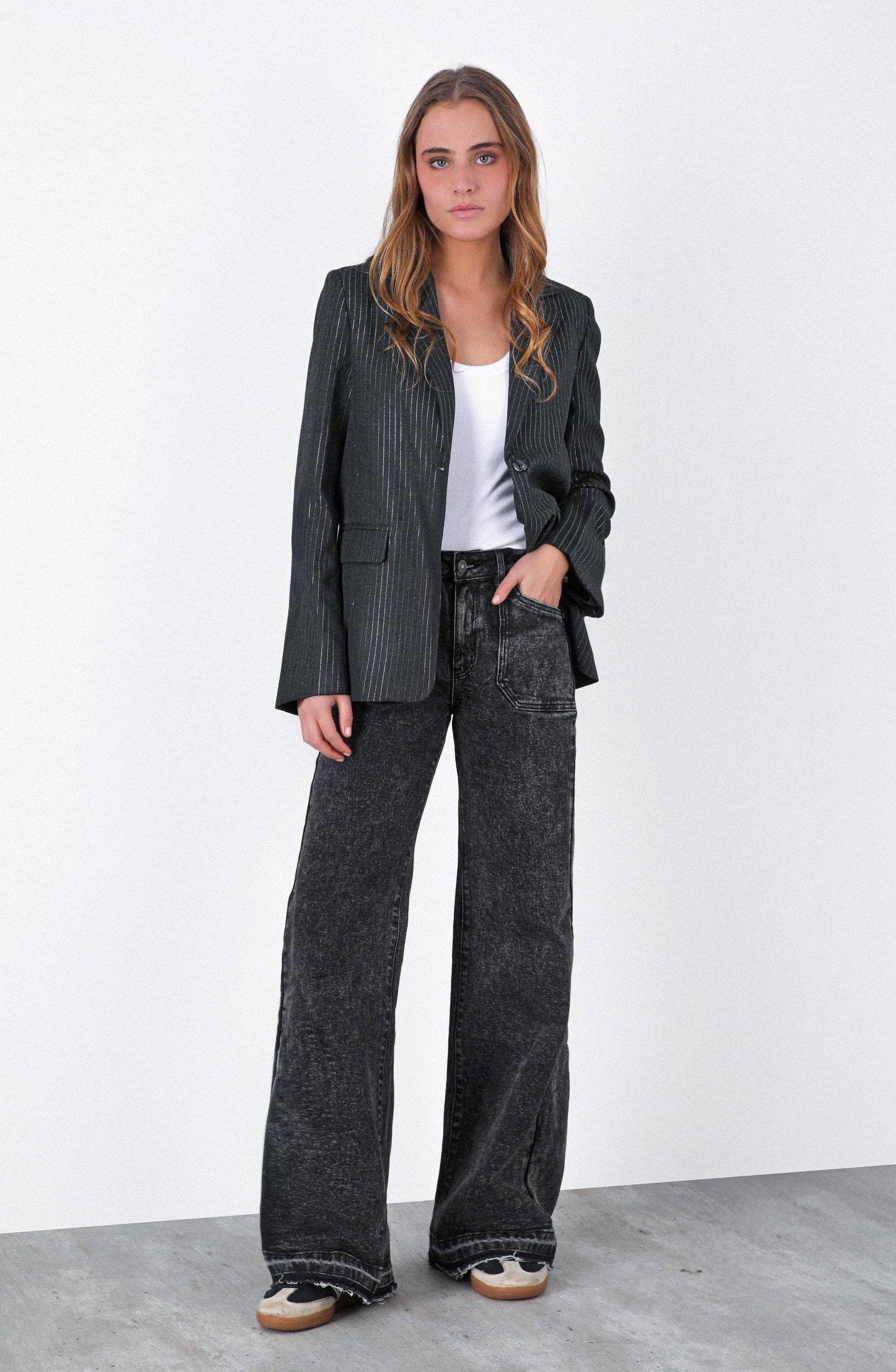 Gray Lurex Stripe Blazer