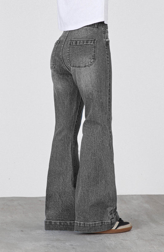 Black Pocket Flare Pants