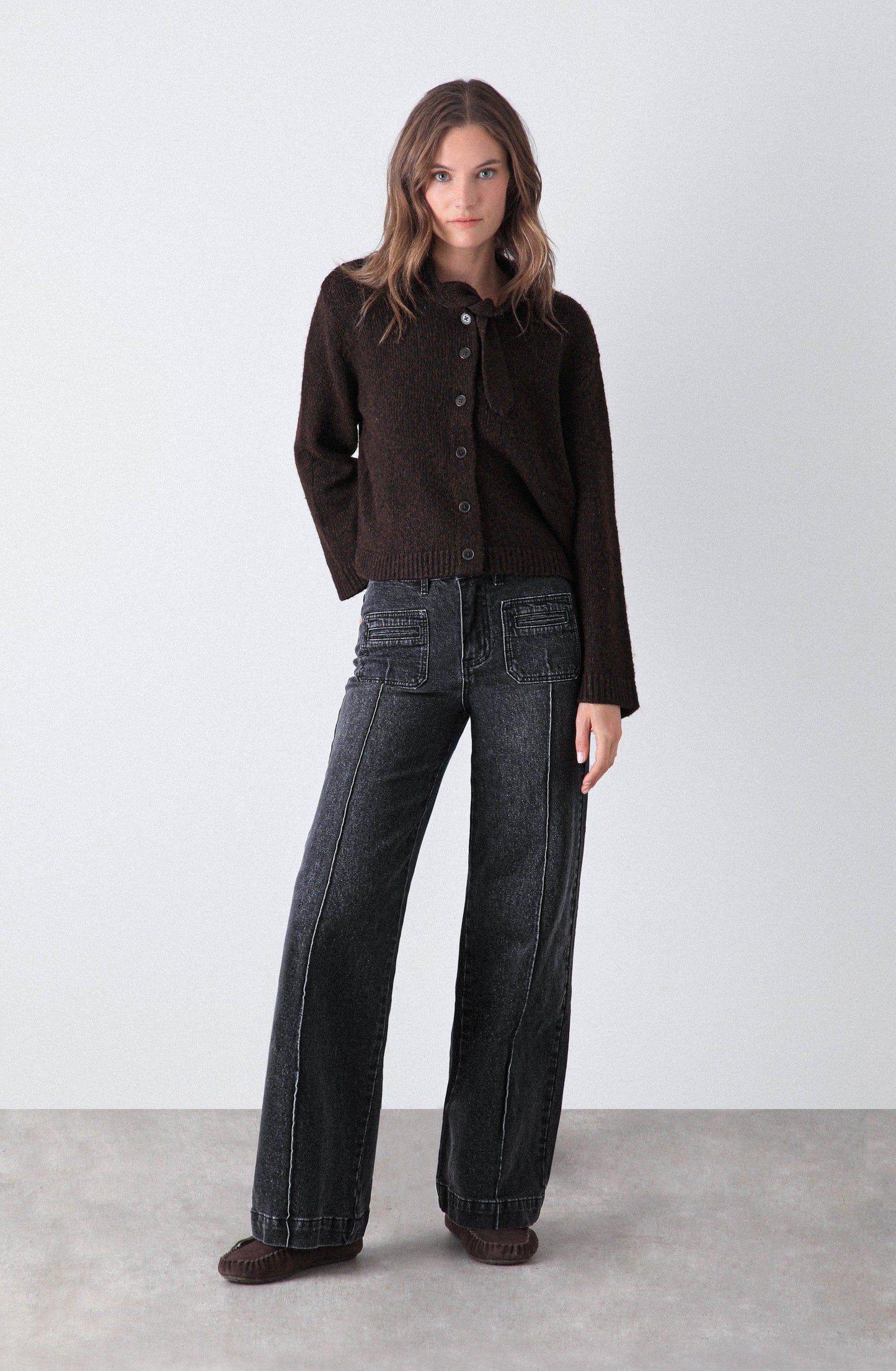 Wide Leg Pocket Black Pants