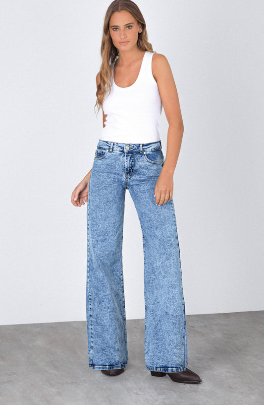 Blue Ojal Back Pocket Pants