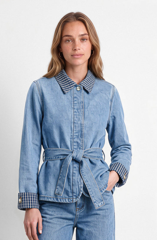 Blue Print-Detail Jacket