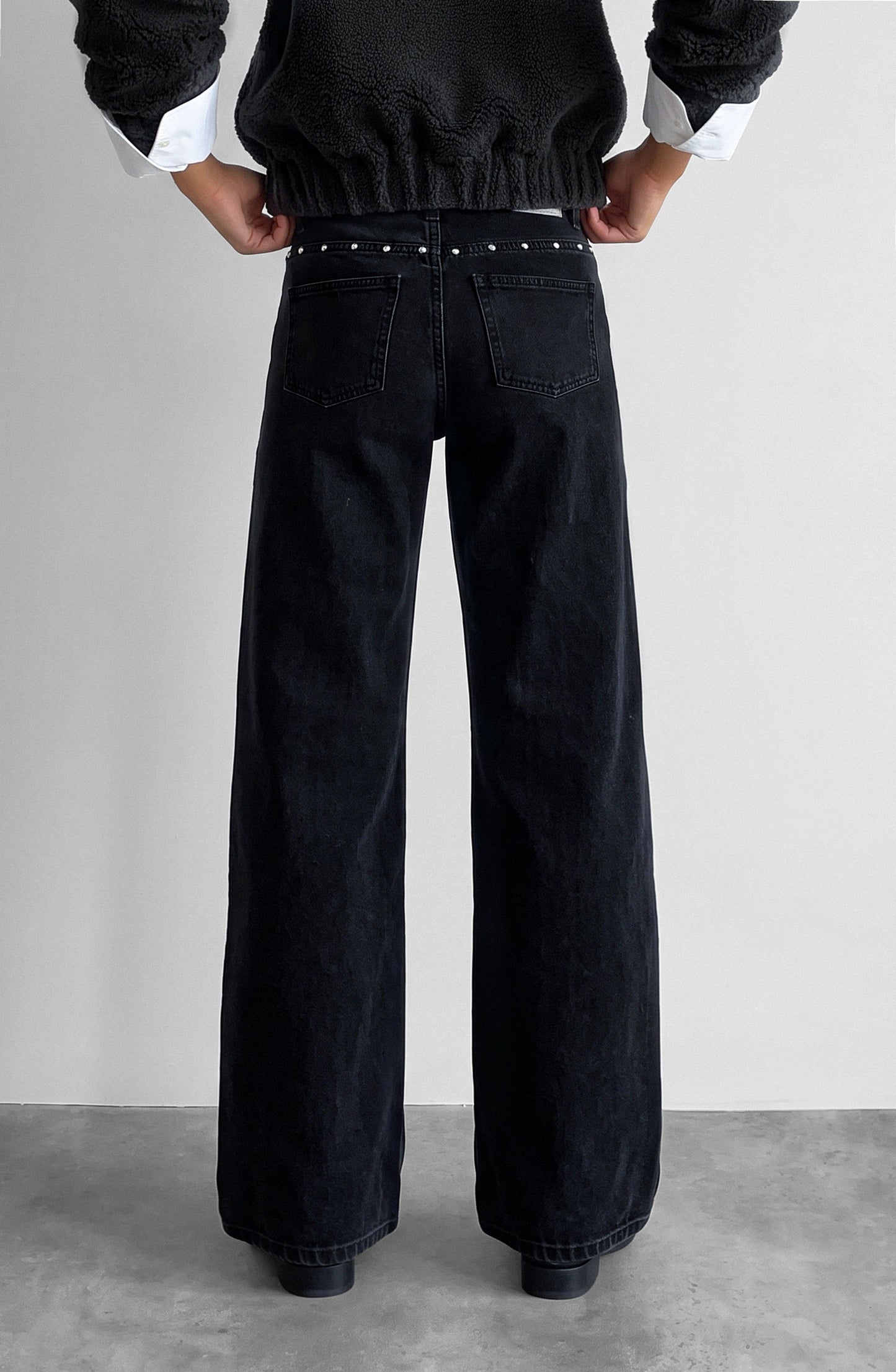 Gray Star Stud Cutout Pants