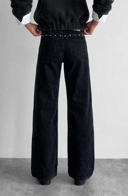 Gray Star Stud Cutout Pants