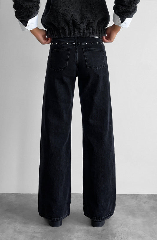 Gray Star Stud Cutout Pants