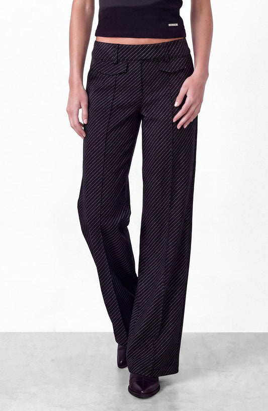 Black Pinstripe Tailored Pants
