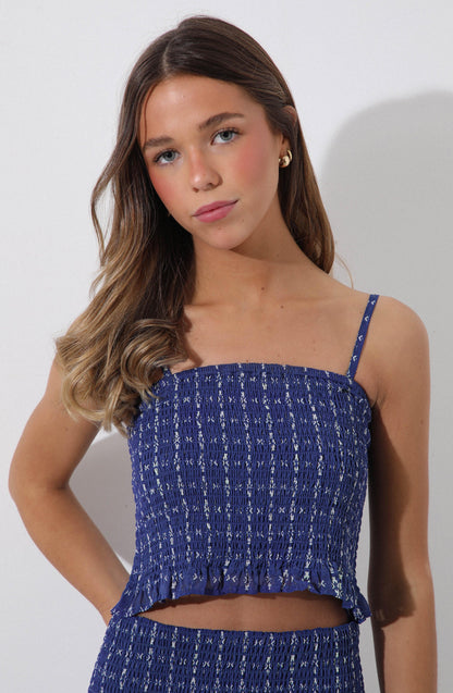 Blue Full Print Panel Top