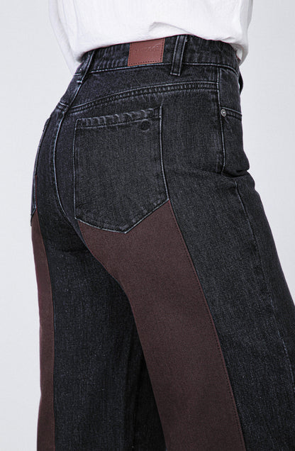 Brown Denim Pants with Application