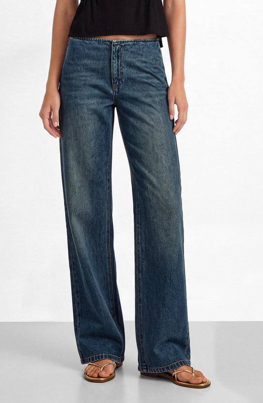 Blue Studded Pants Without a Waistband