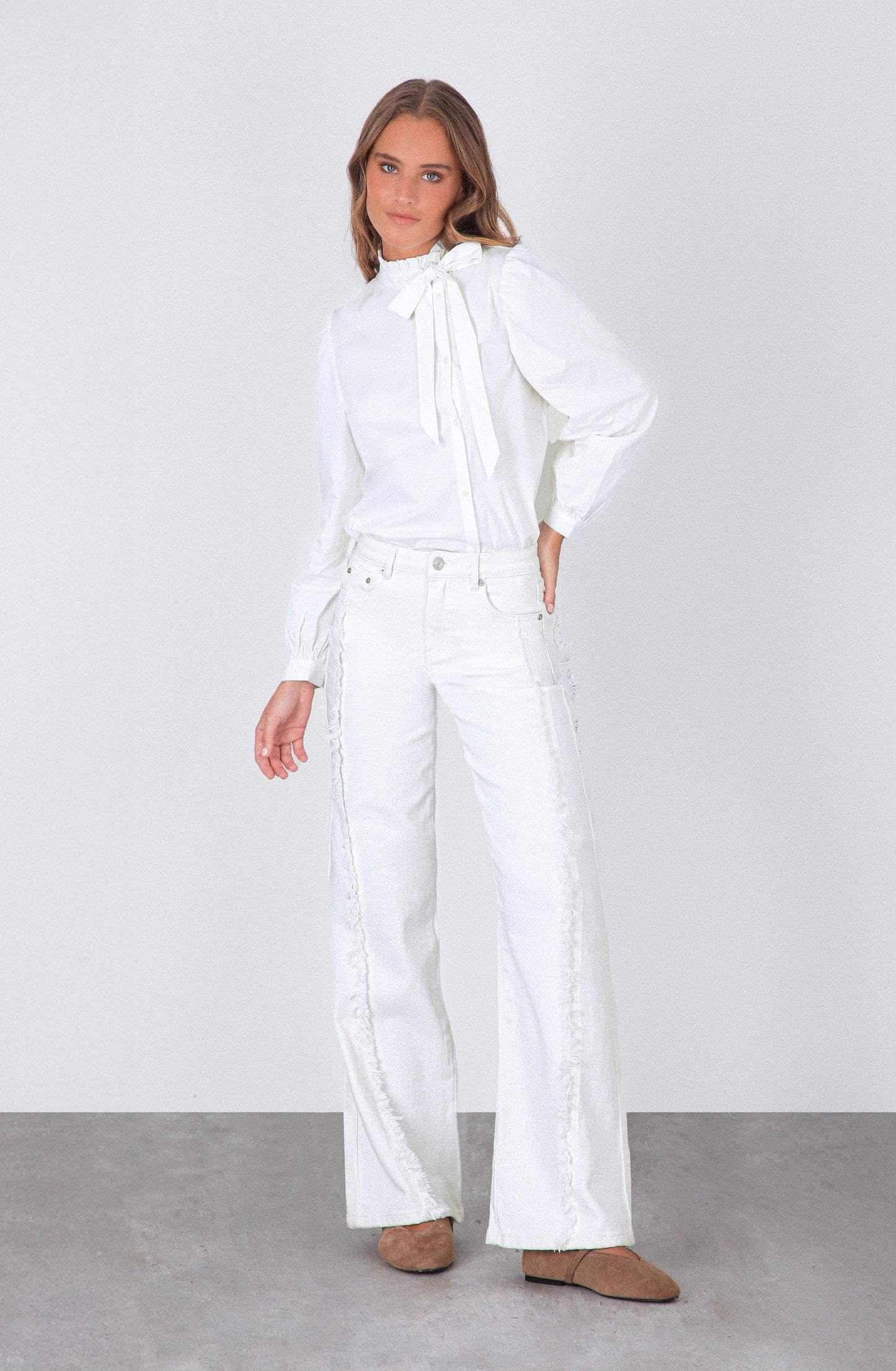 White Fringe Pants