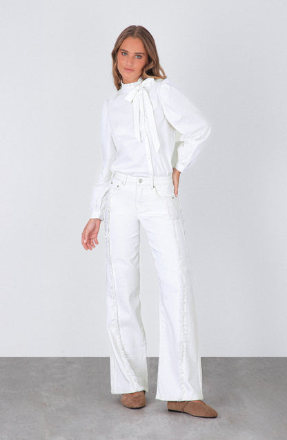 White Fringe Pants