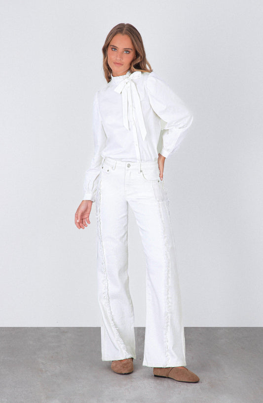 White Fringe Pants