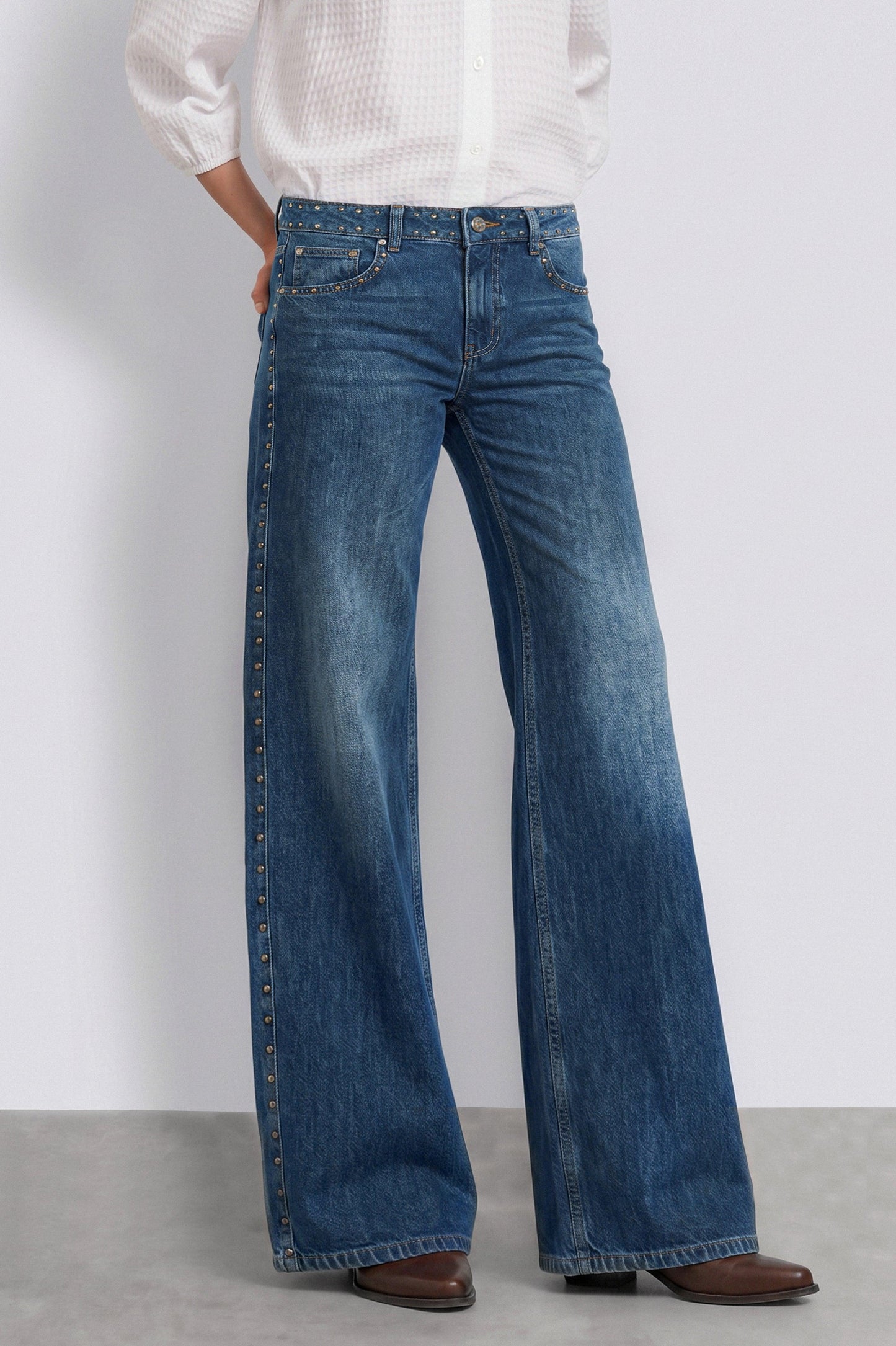 Light Blue Studded Waistband Pants
