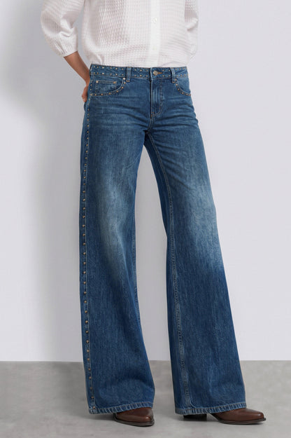 Light Blue Studded Waistband Pants