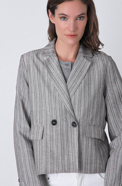 Cropped Gray Lurex Blazer