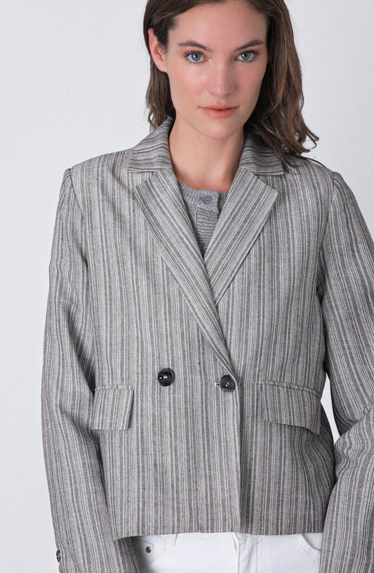 Cropped Gray Lurex Blazer