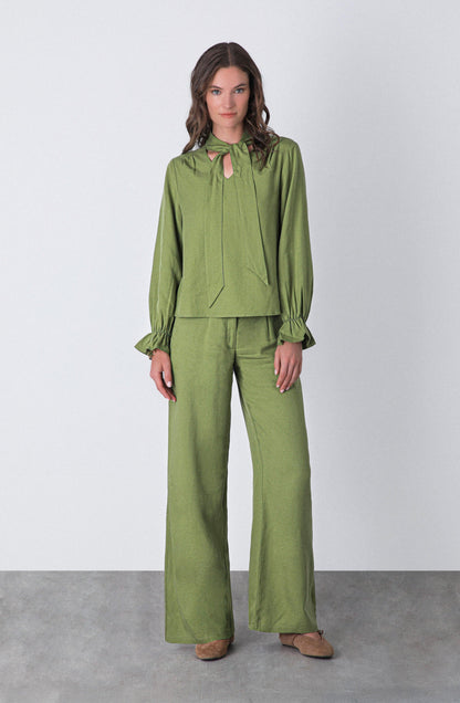 Green Straight Pants