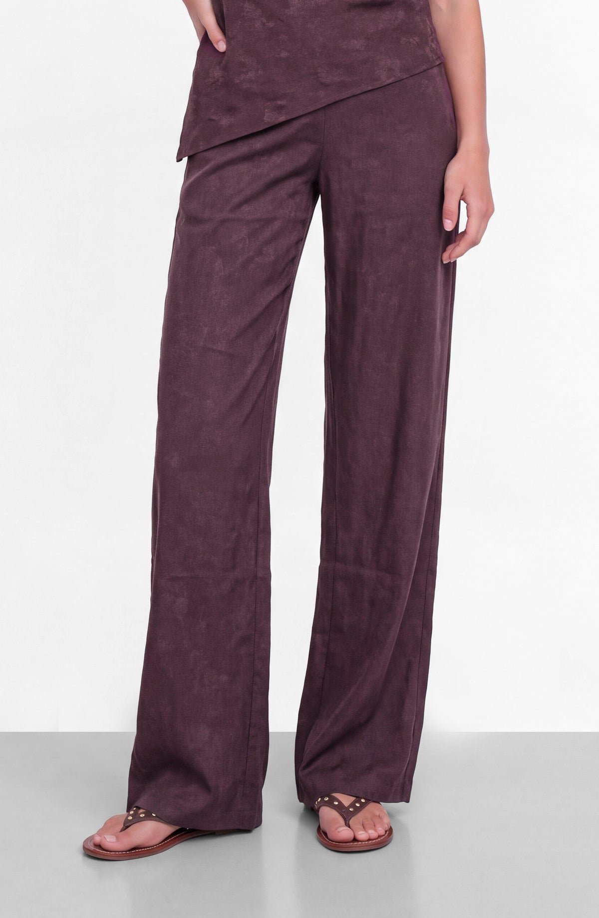 Purple Pants with a Wide Waistband