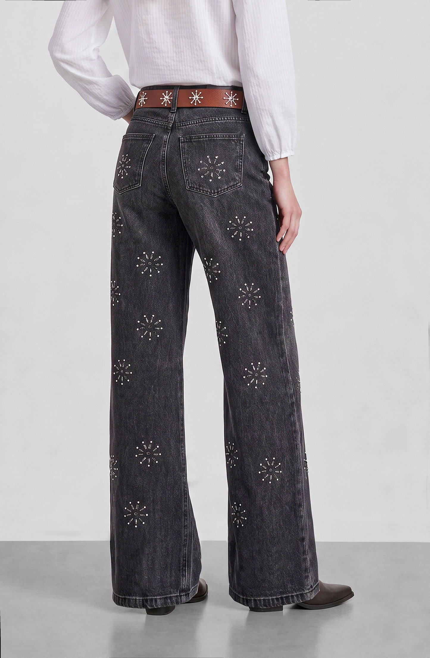 Grey Shimmer Floral Pants