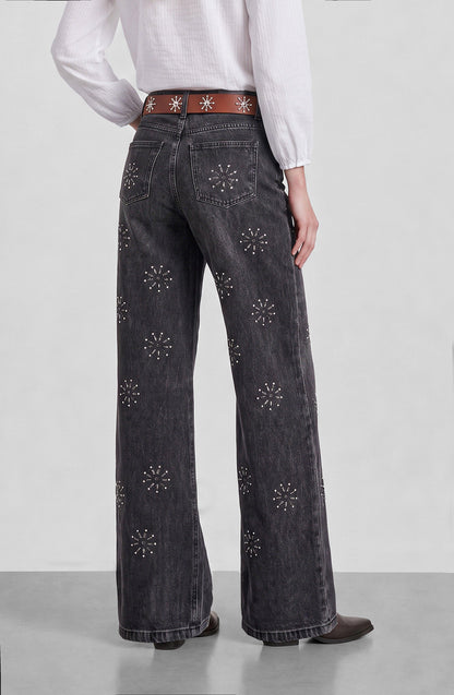 Grey Shimmer Floral Pants