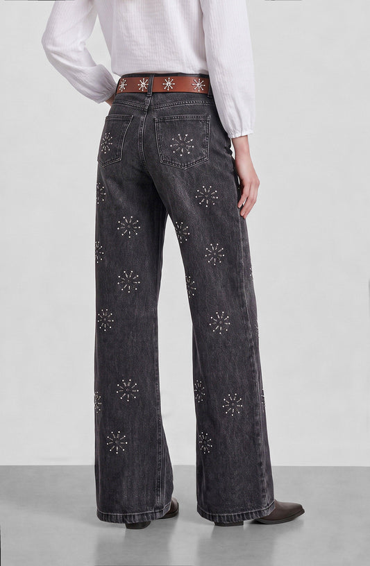 Grey Shimmer Floral Pants