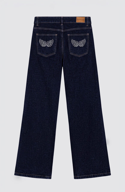 Low-Rise Embroidered Wings Pants