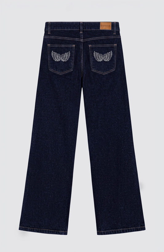 Low-Rise Embroidered Wings Pants