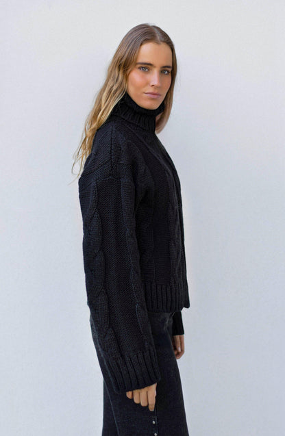 Black Braided Sweater