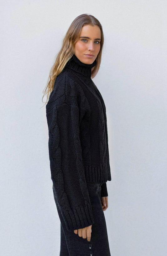 Black Braided Sweater