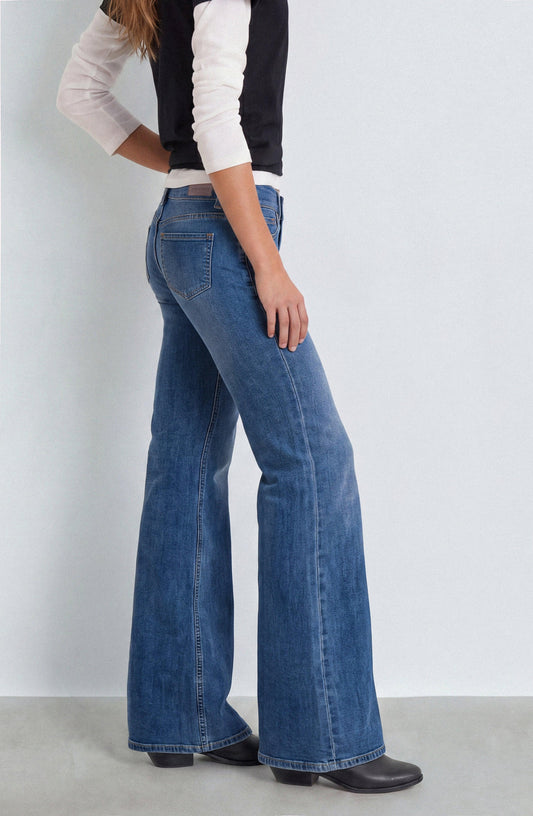 Blue Button Waistband Pants